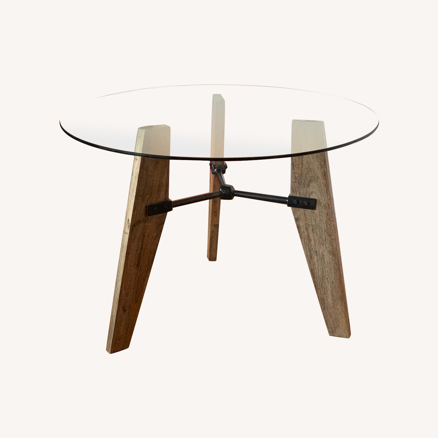 Custom Glass Wood Iron table AptDeco