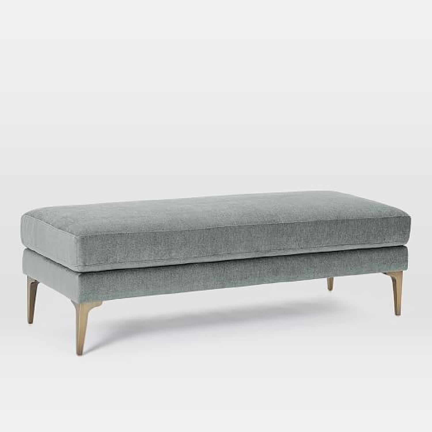 West Elm Gray Worn Velvet Bench - image-4