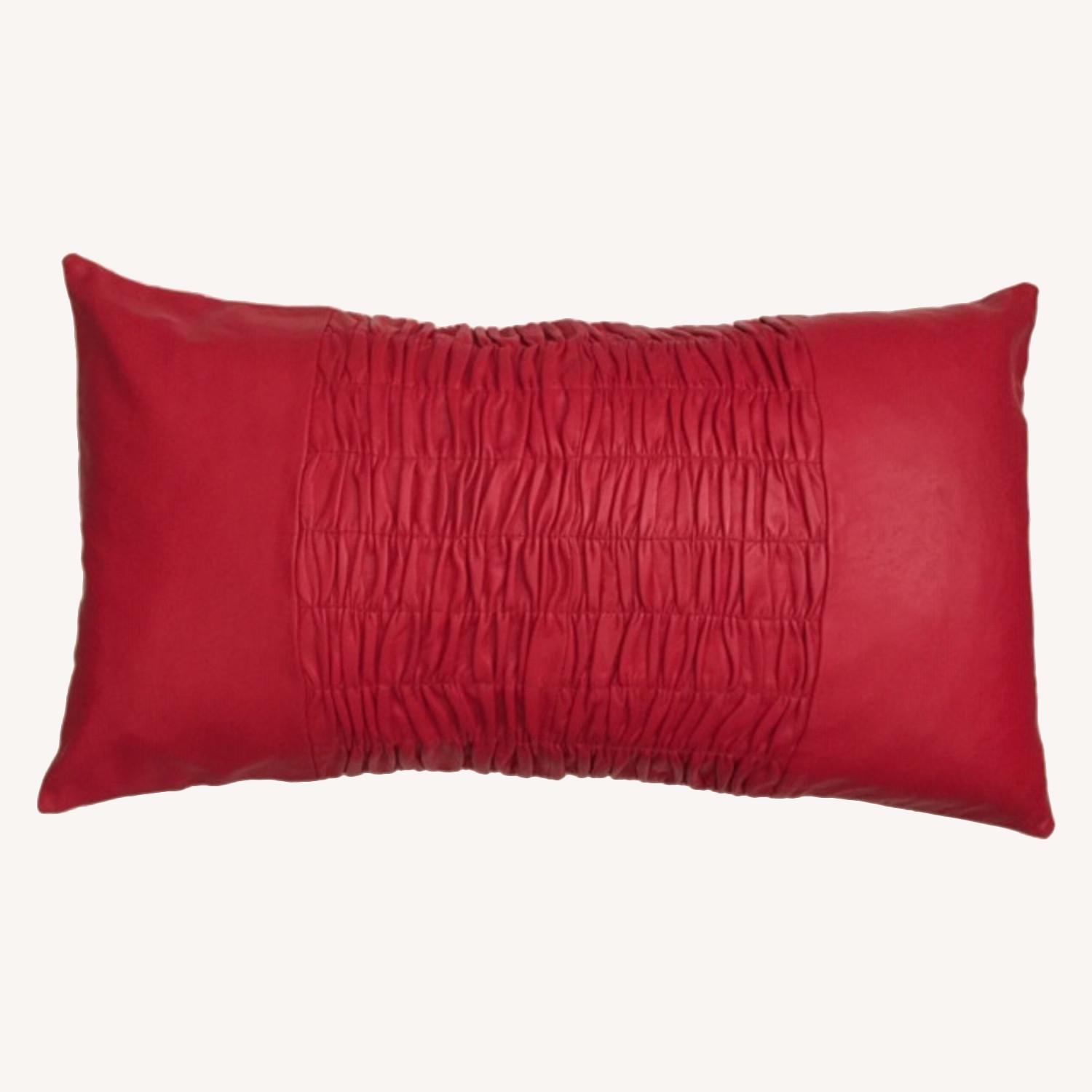 Modern Ruched Leather Pillow - image-0