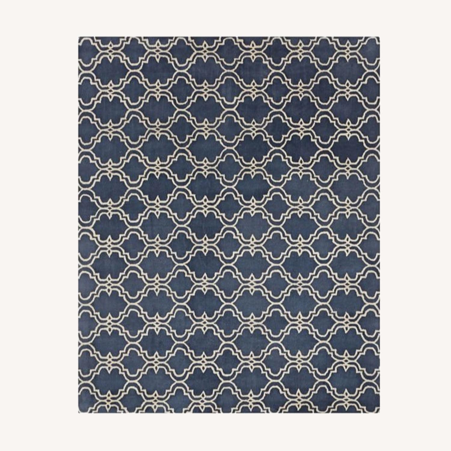 Pottery Barn Indigo Blue Scroll Tile Rug AptDeco