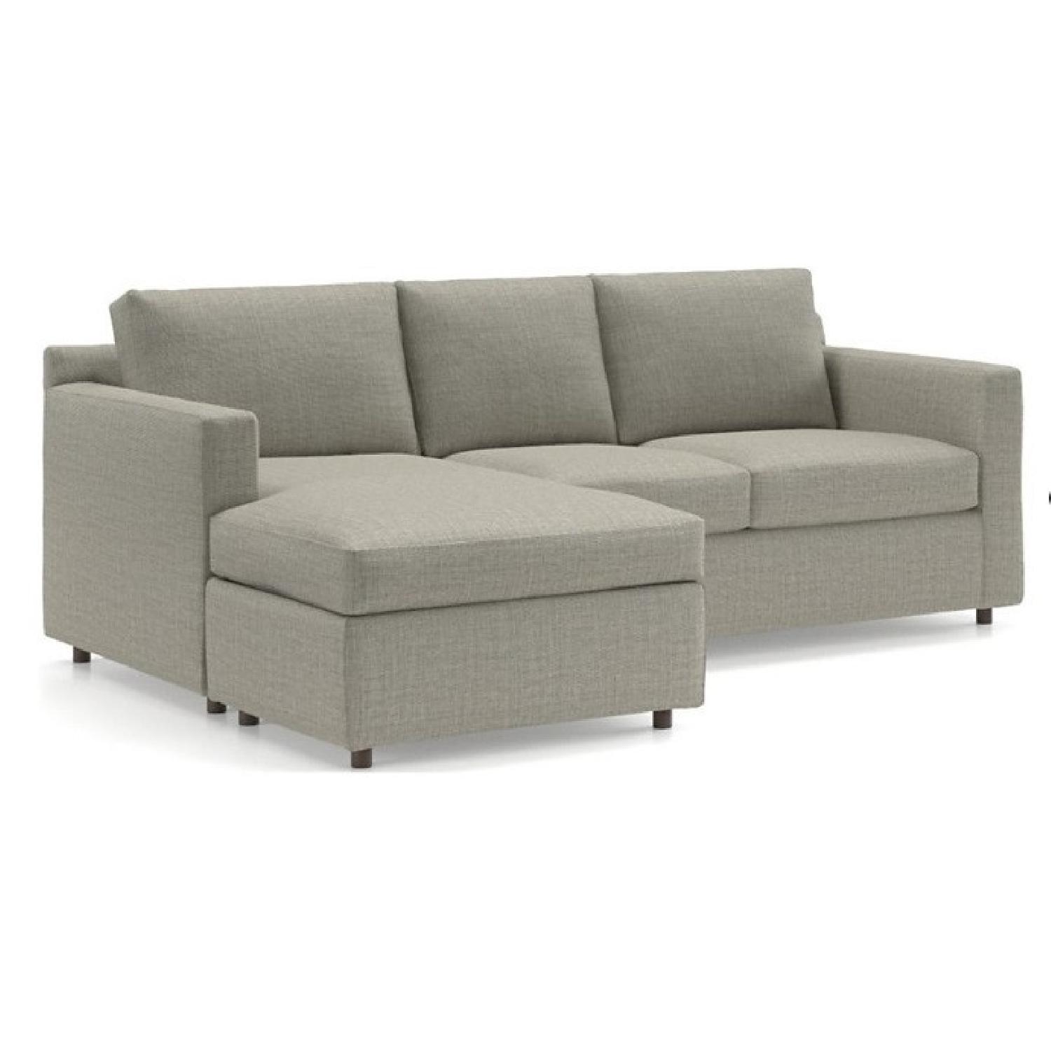Crate & Barrel Grey Sofa w/ Ottoman AptDeco