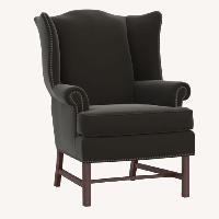 Pottery Barn Thatcher Wingback Chair Velvet Smoke