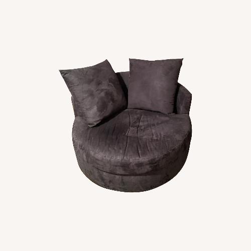 Used Jennifer Convertibles Microsuede Round Swivel Chair for sale on AptDeco