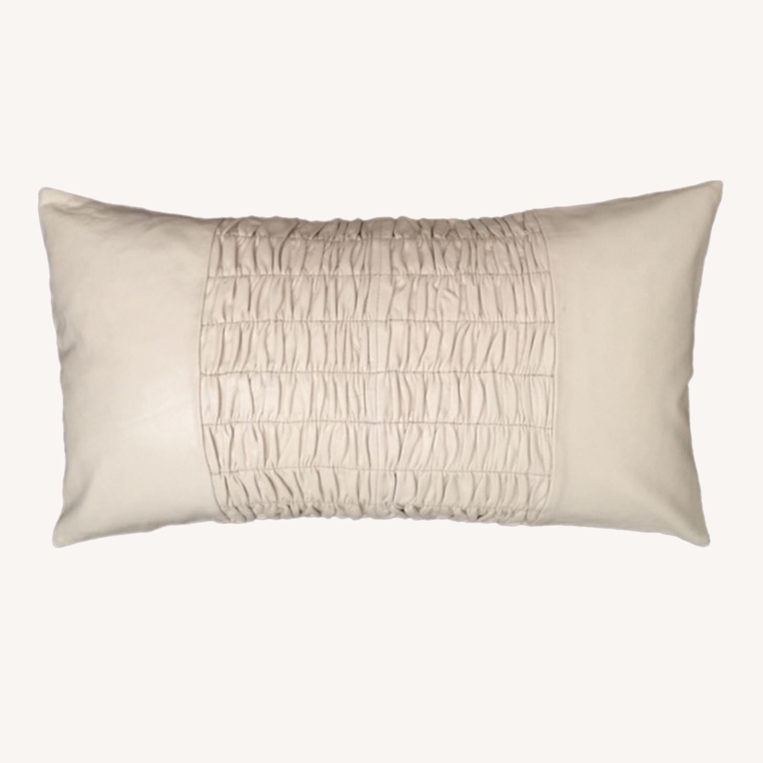 Modern Ruched Leather Pillow - image-0