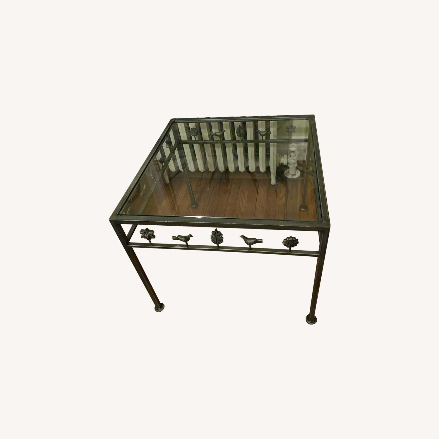 Decorative Metal Frame Table with Glass Top - image-0