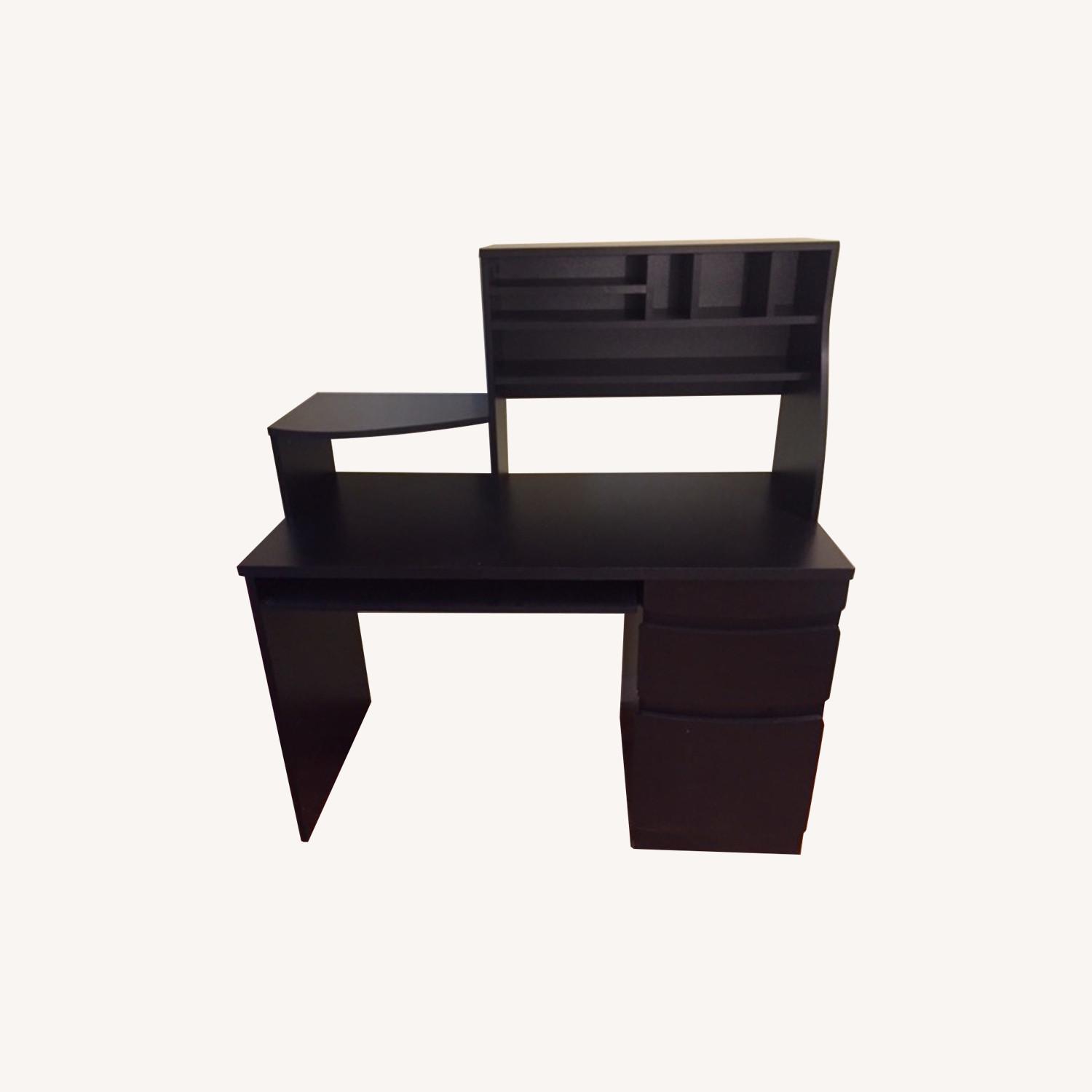 Black Desk with 2 Drawers and Shelves AptDeco