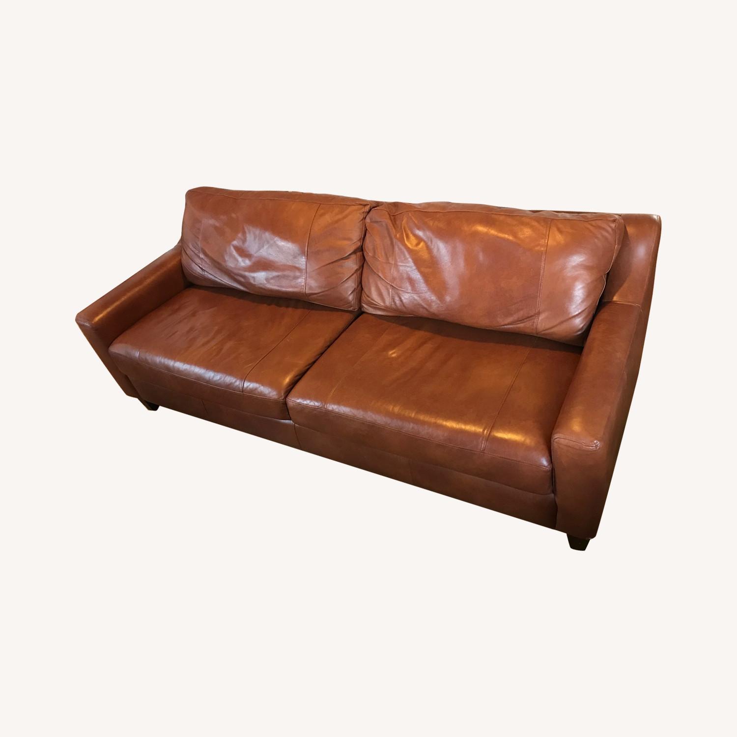 Dwell Studio Brown Leather Sofa - image-0