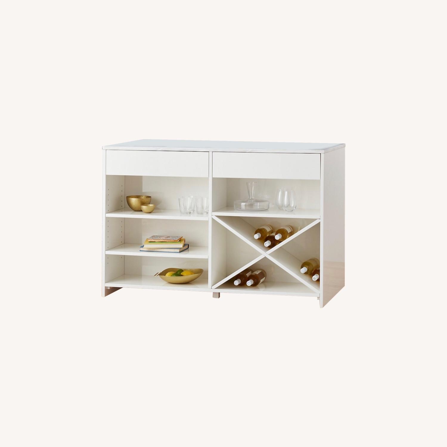 CB2 White Marble Kitchen Island AptDeco
