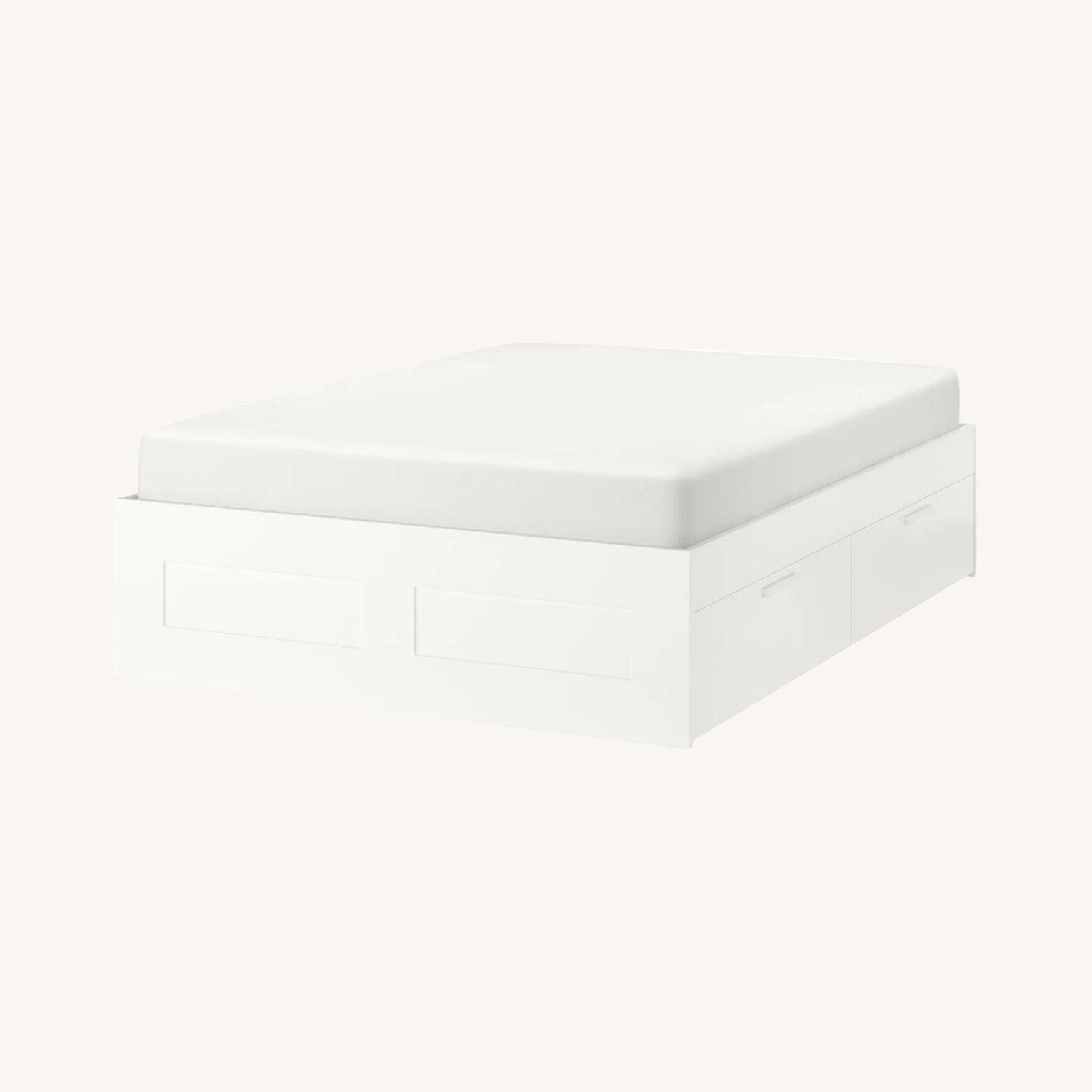 IKEA Brimnes Queen Bed Frame with Storage Drawers AptDeco