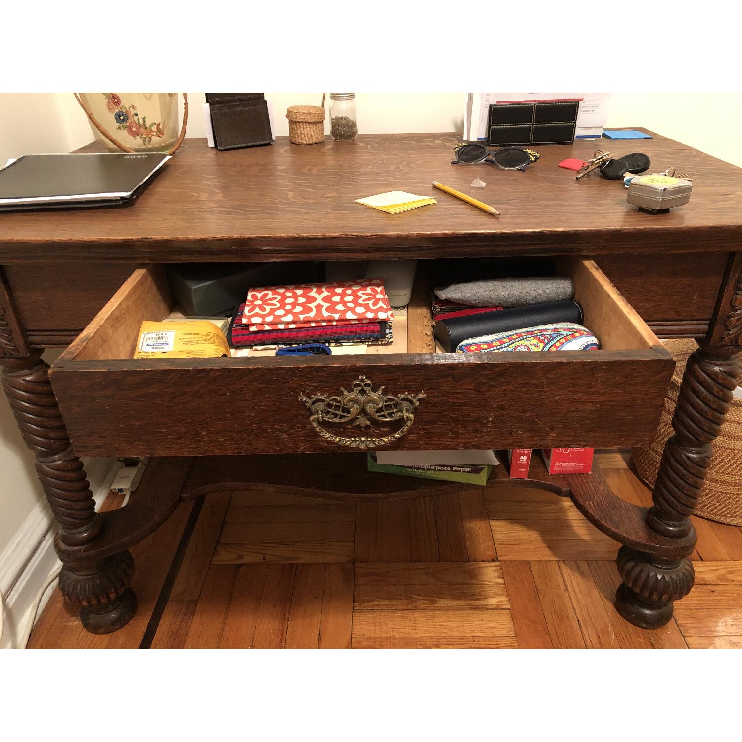 Antique Tiger Oak Desk - image-6