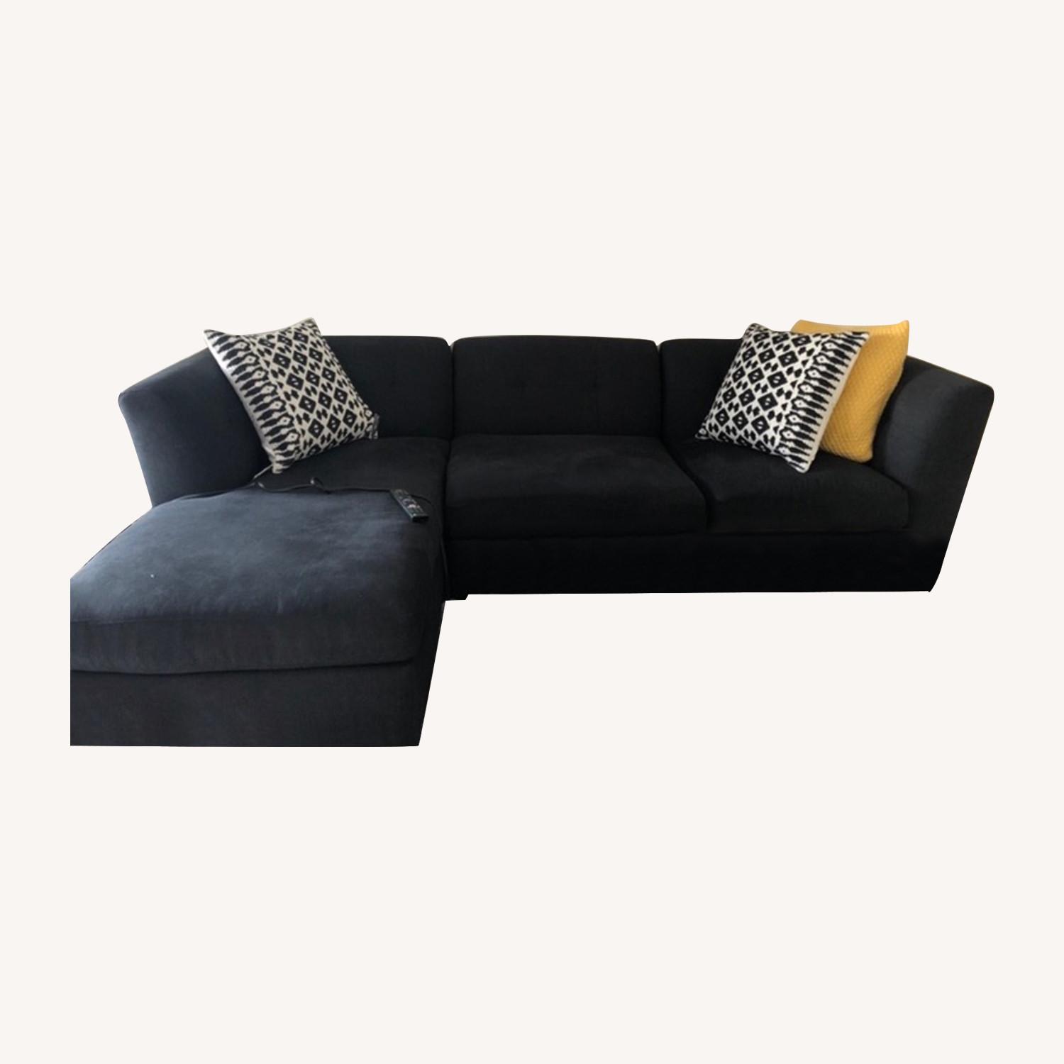 Raymour & Flanigan 3 piece Black Modular Microfiber Sofa - AptDeco