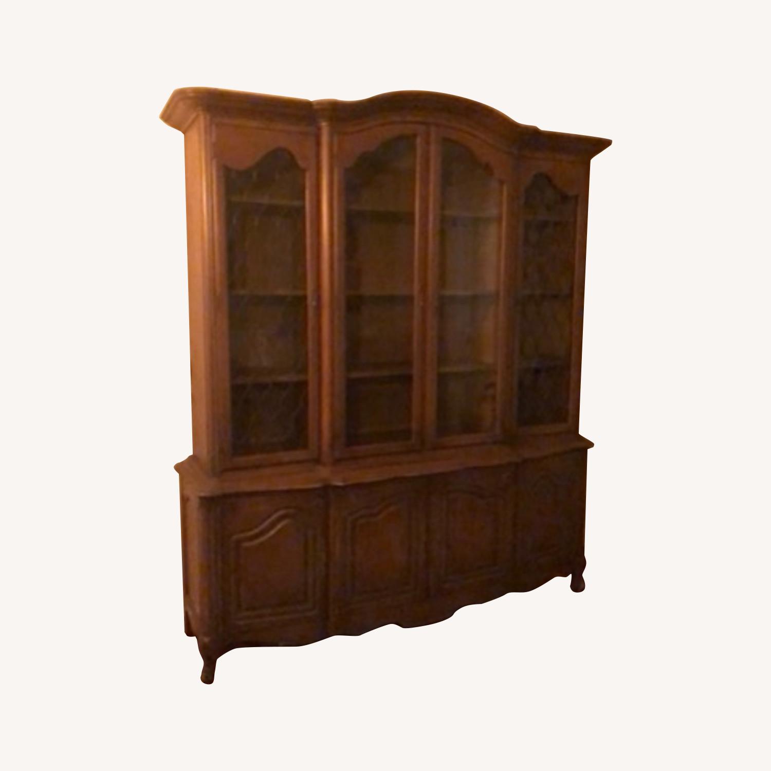 Vintage Style Dark Wood Hutch AptDeco