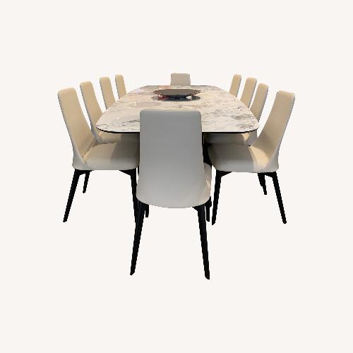 Used Calligaris Icaro White Marble Table and Etoile Chairs for sale on AptDeco