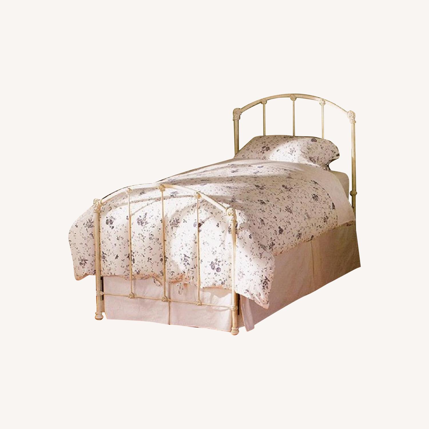 White wrought Iron Twin Bed Frame and Trundle AptDeco