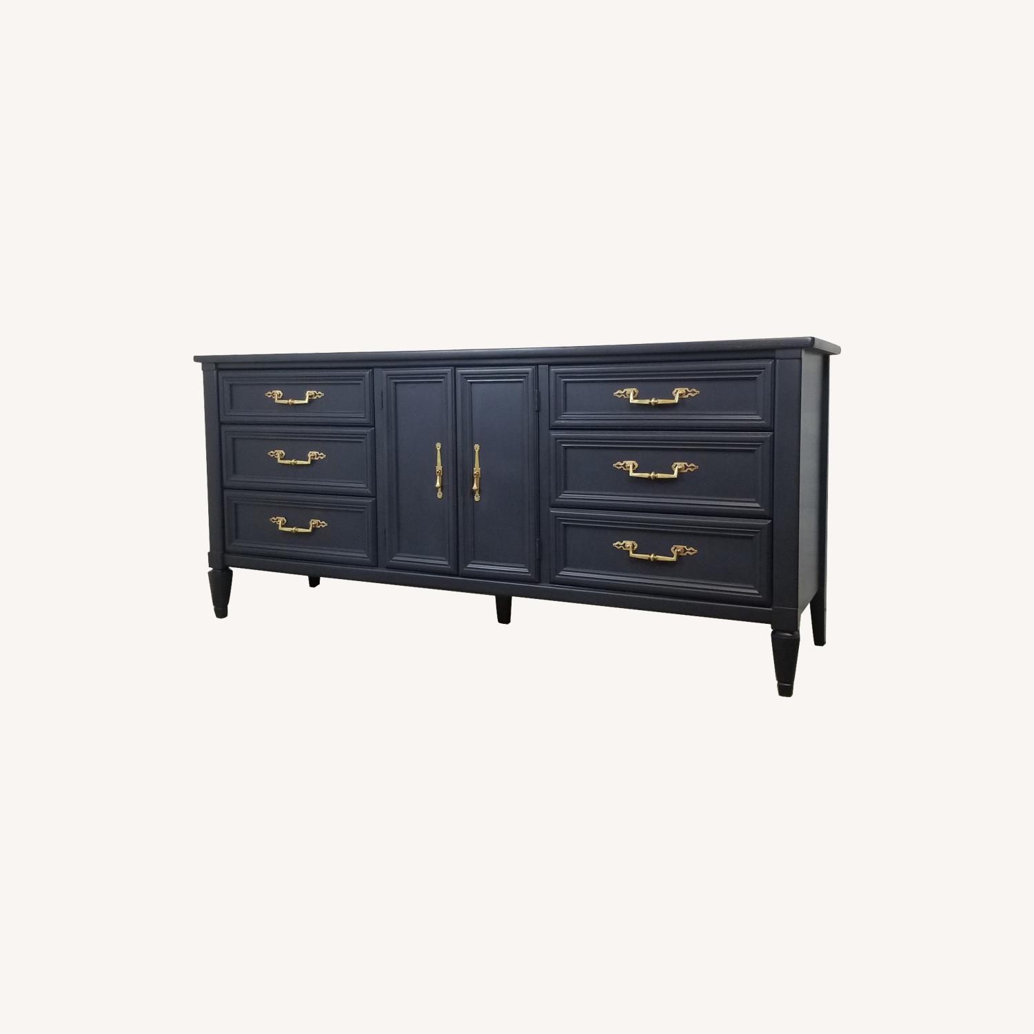 Mid Century Neoclassical Midnight Blue Dresser - image-4