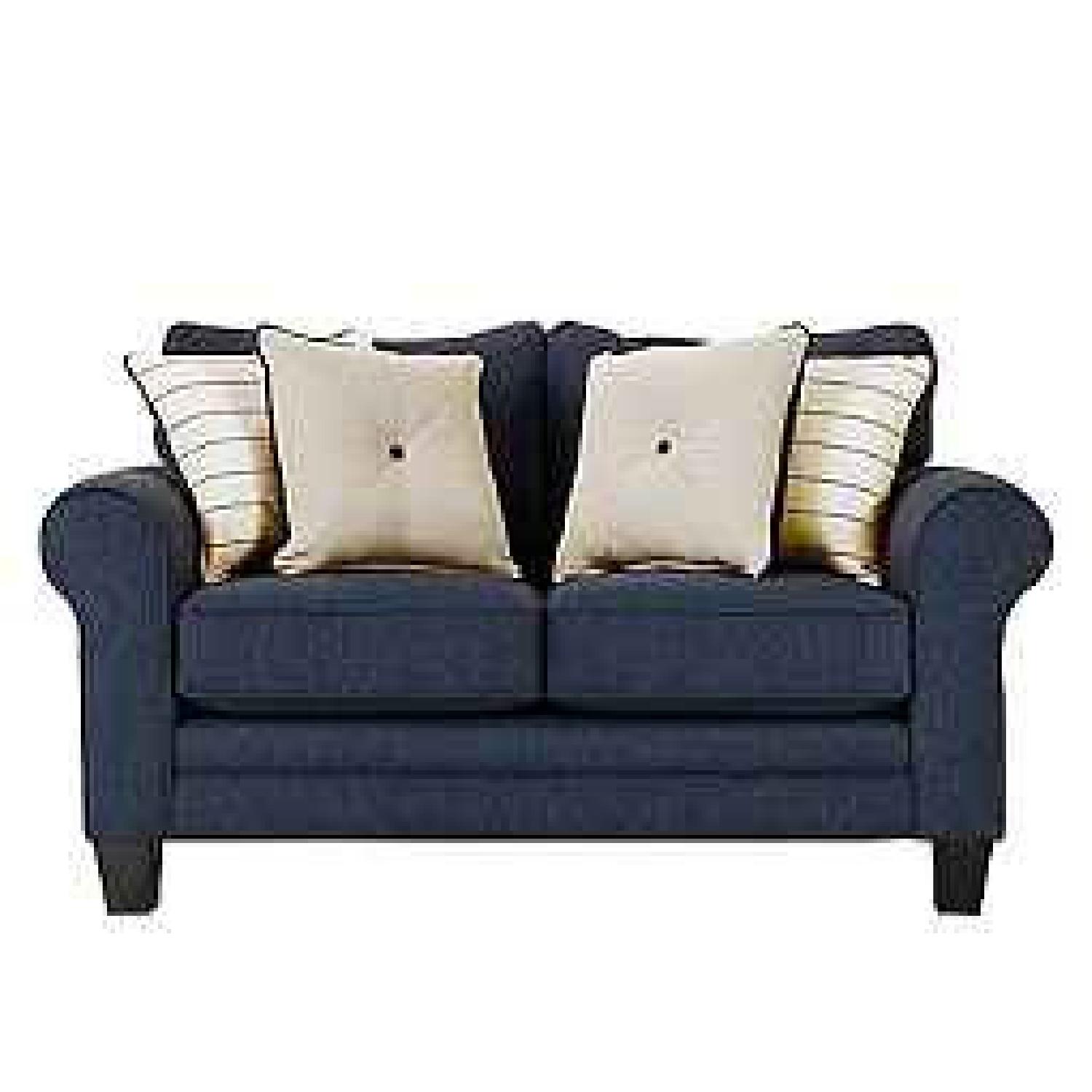 Raymour & Flanigan McKinley Navy Blue Loveseat Sofa AptDeco