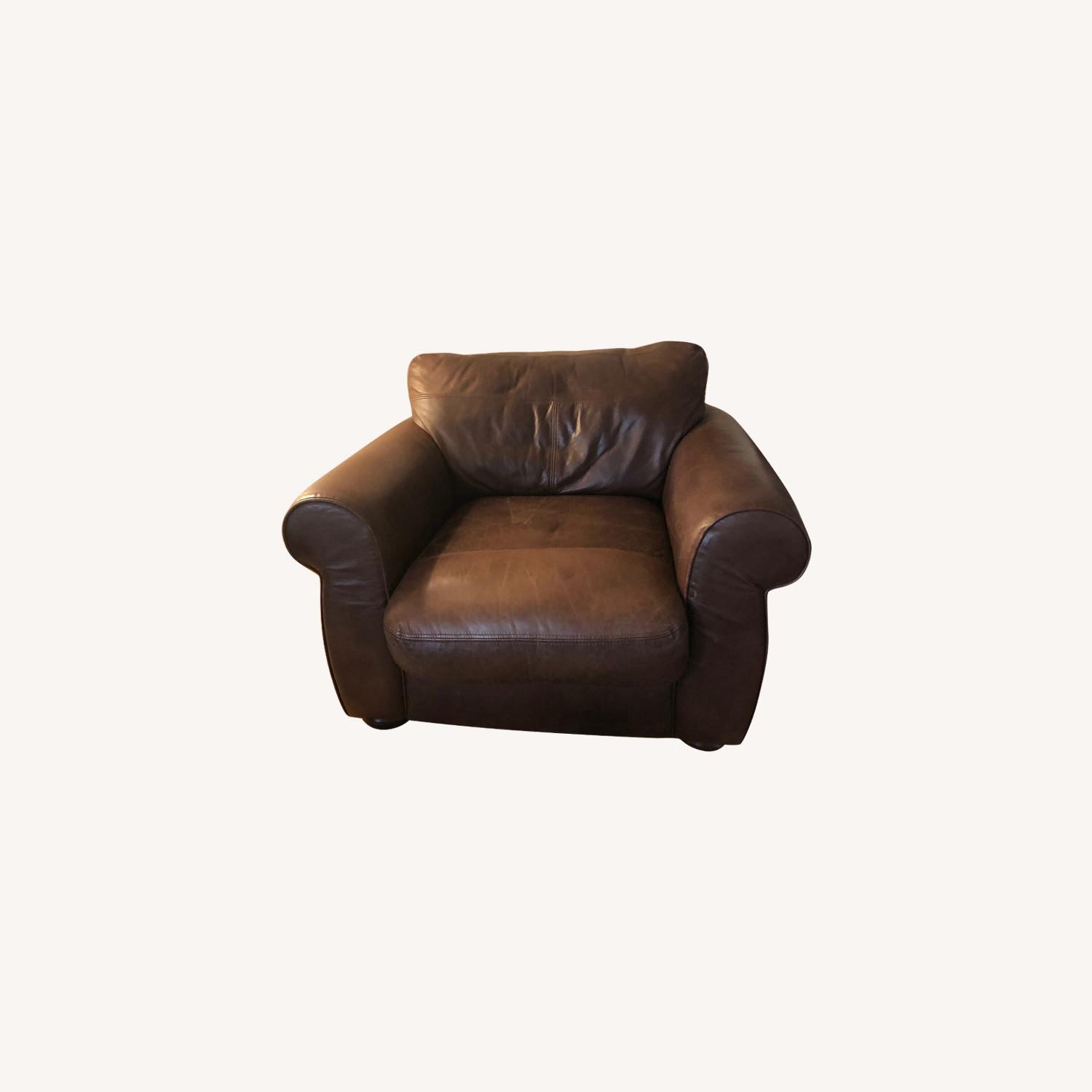 John Lewis Brown Leather Armchair AptDeco