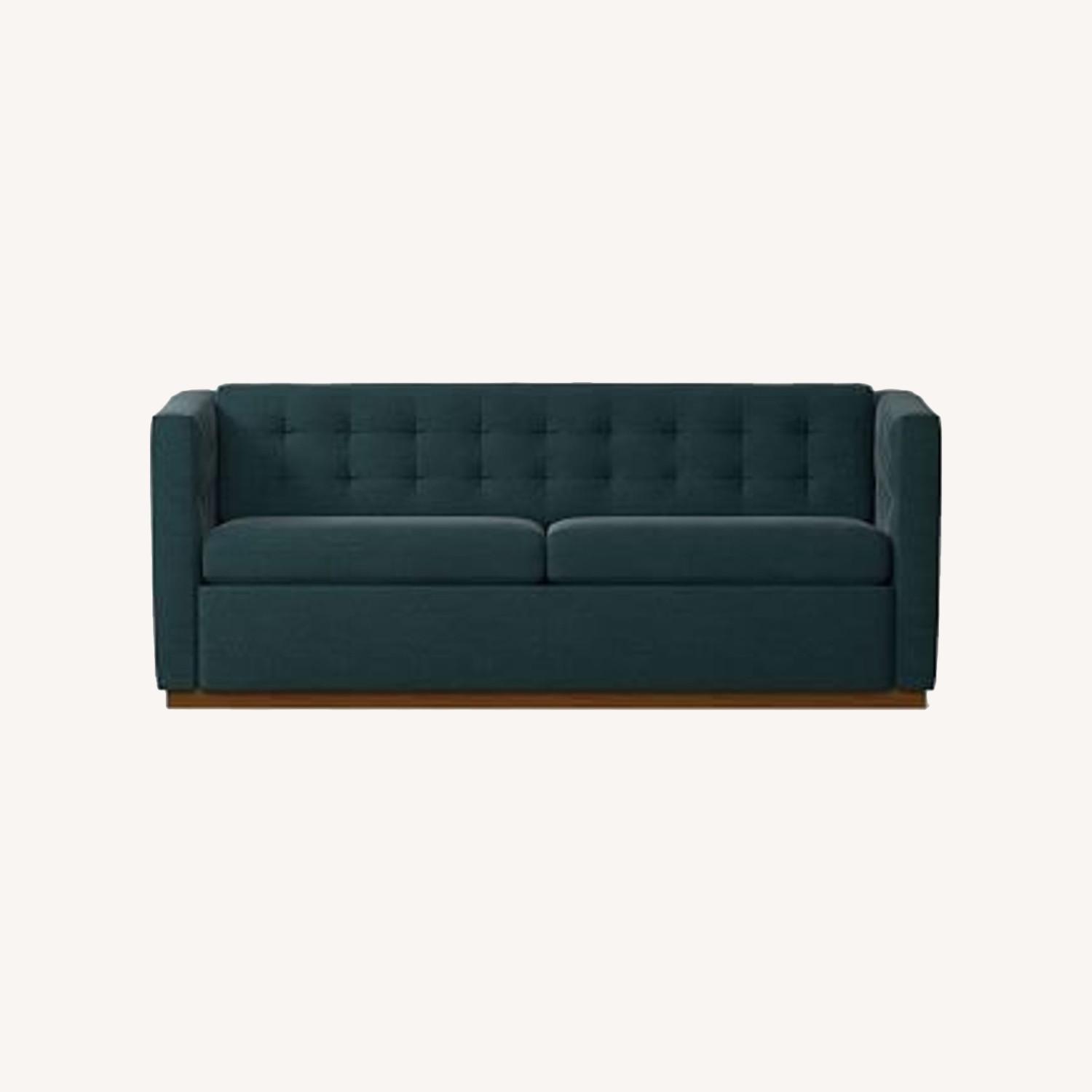 West Elm Blue Velvet Sleeper Sofa AptDeco