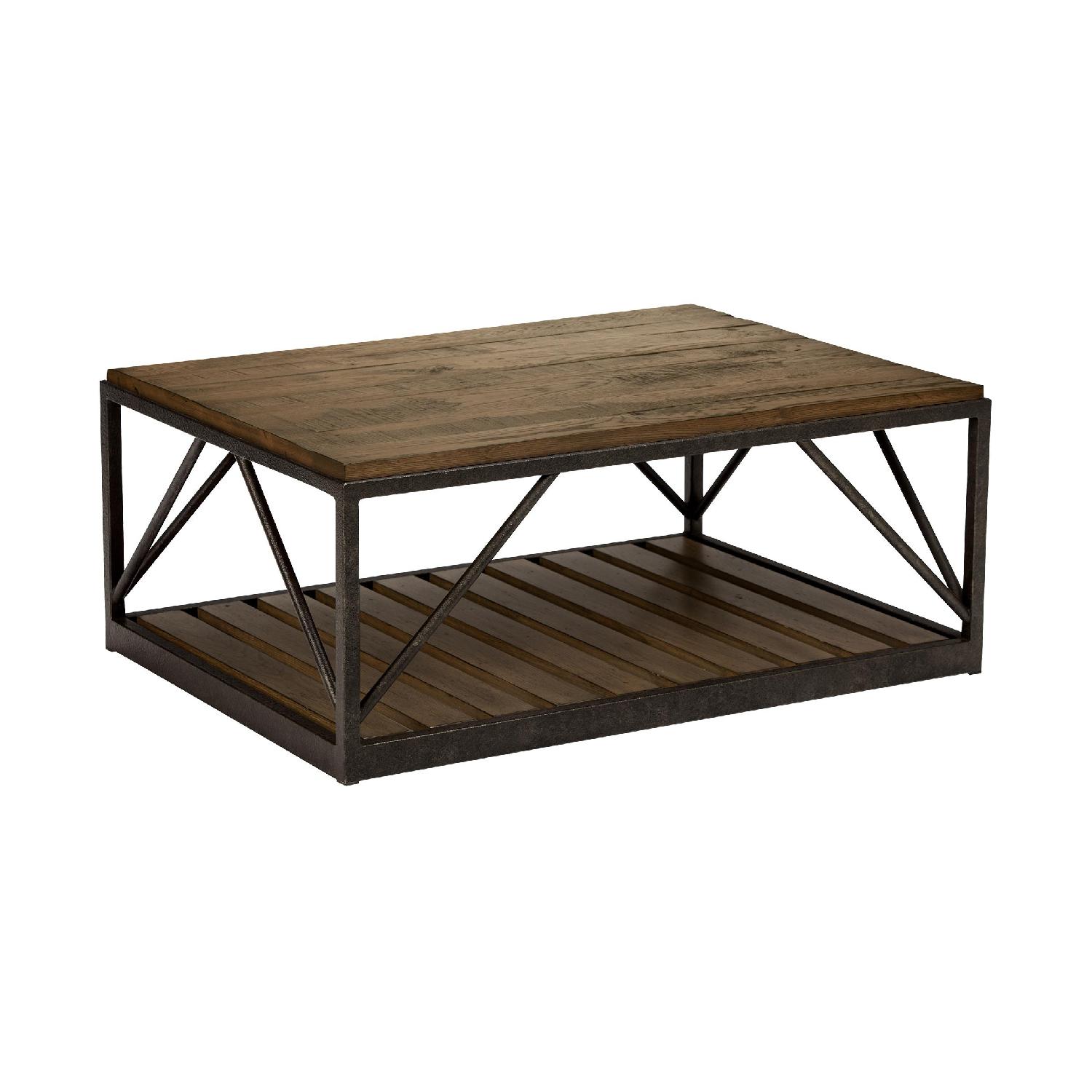 Ethan Allen Beam Metal Base Coffee Table AptDeco