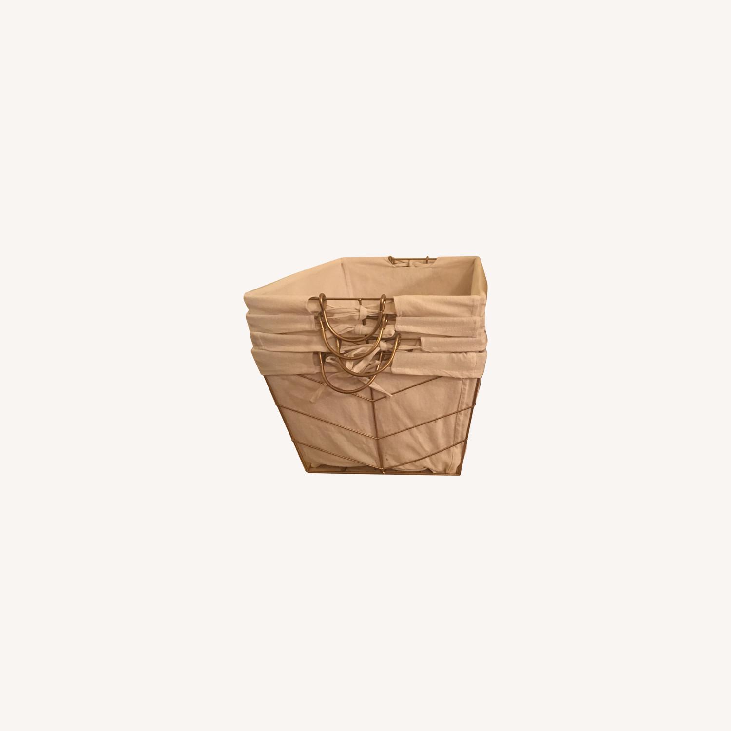 Gold Metal Baskets with Fabric Lining (Set of 8) - image-0