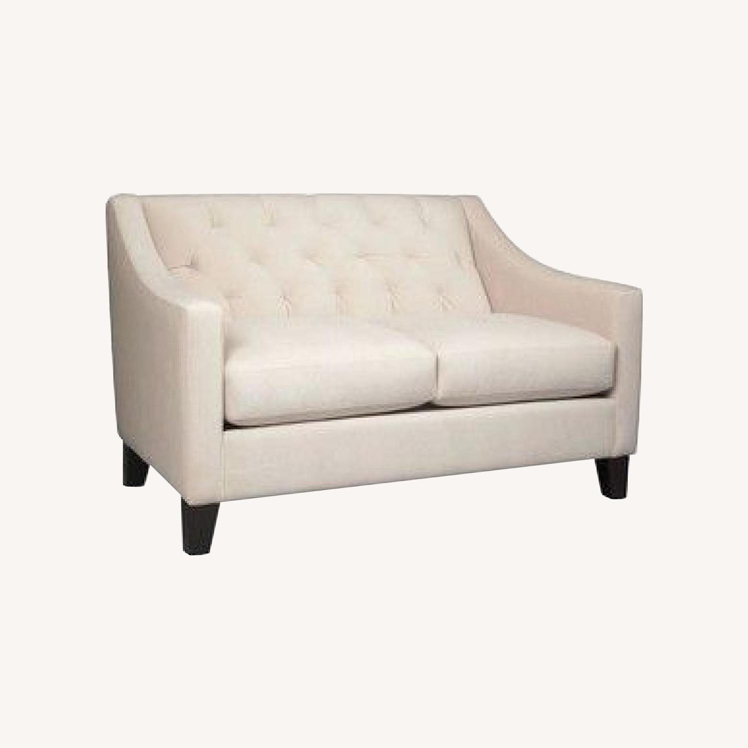 Macy's Chloe Cream Tufted Loveseat AptDeco