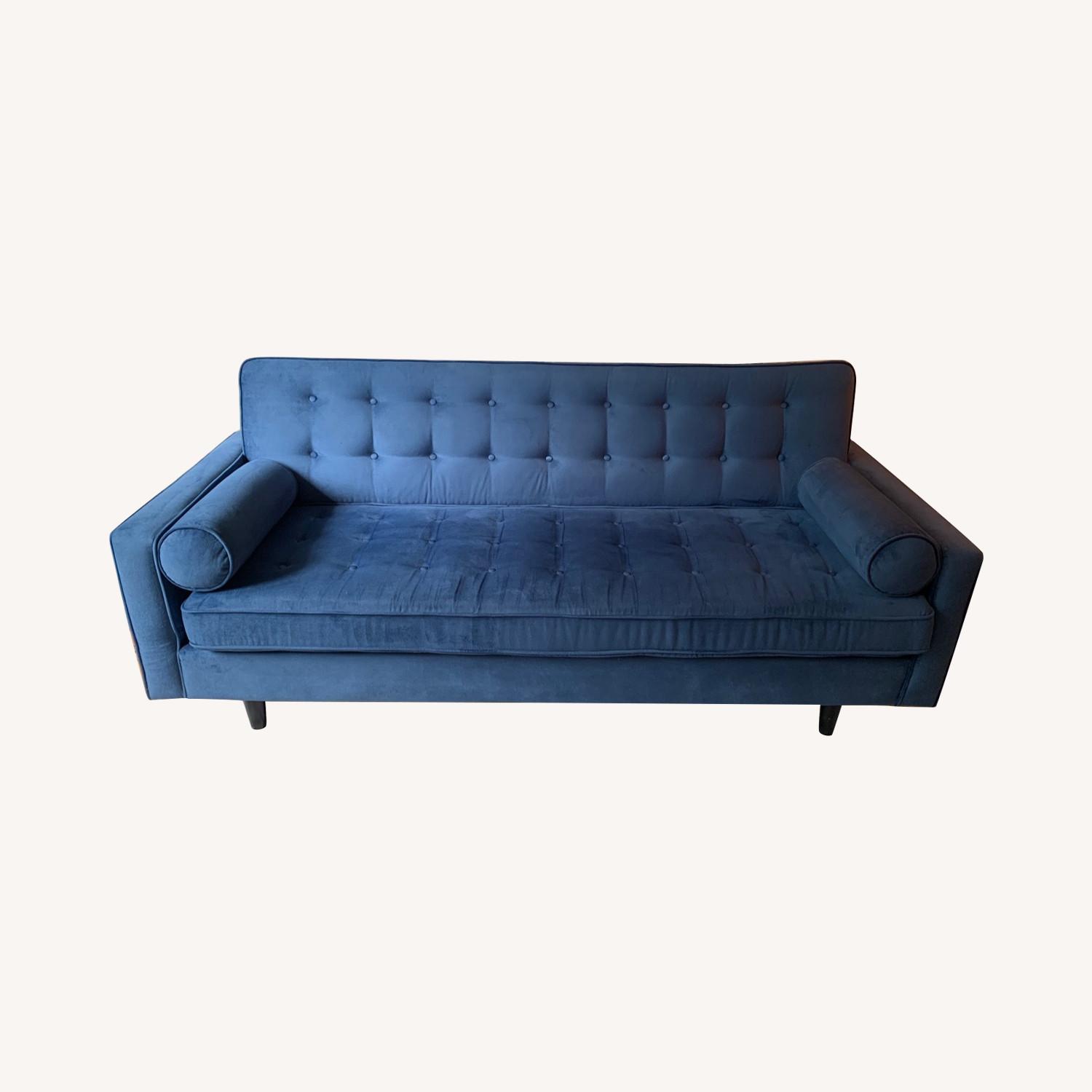 Wayfair Mercer Blue Velvet Sofa AptDeco
