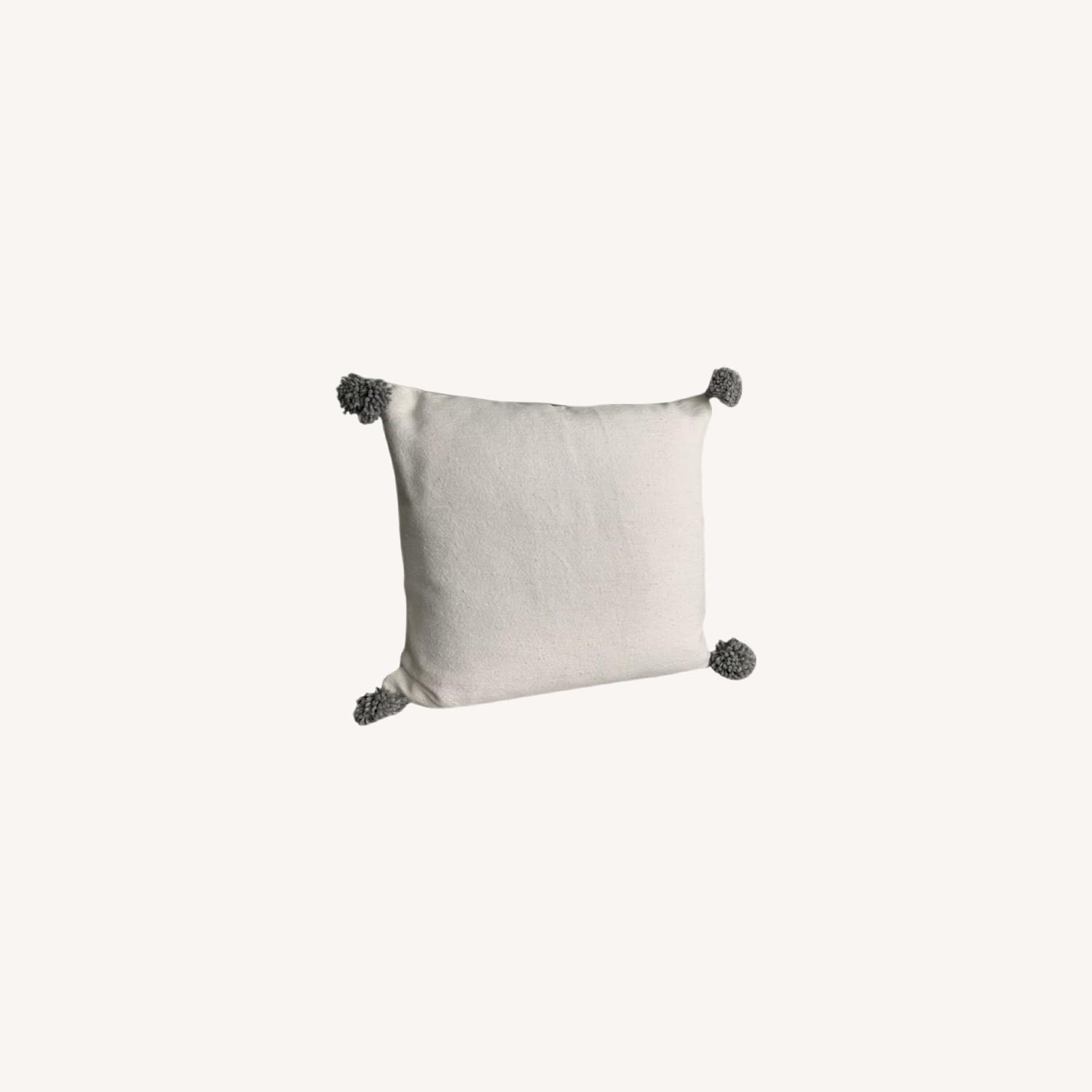 Abanja Fas Wool Pillow with Pom Pom Details - image-0