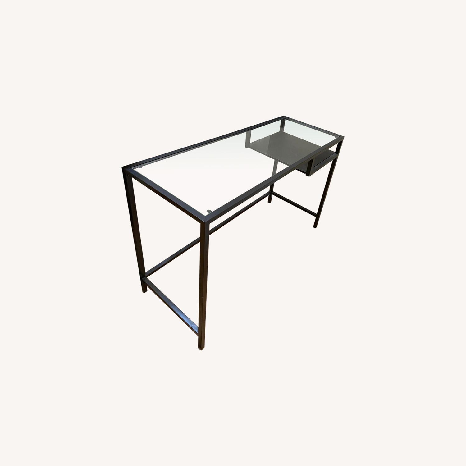 Narrow Metal & Glass Desk AptDeco