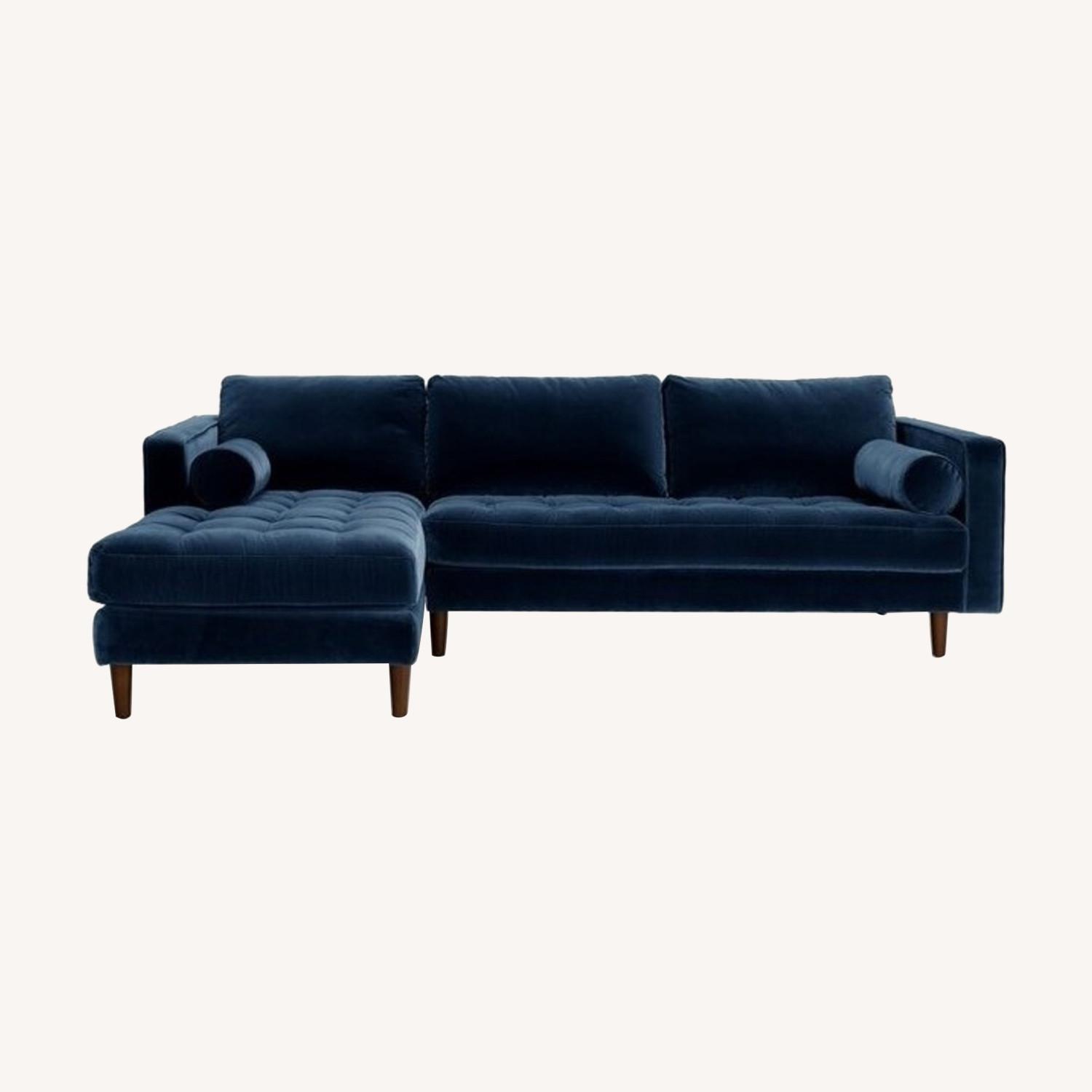 Article Sven Left Sectional Sofa Cascadia Blue AptDeco