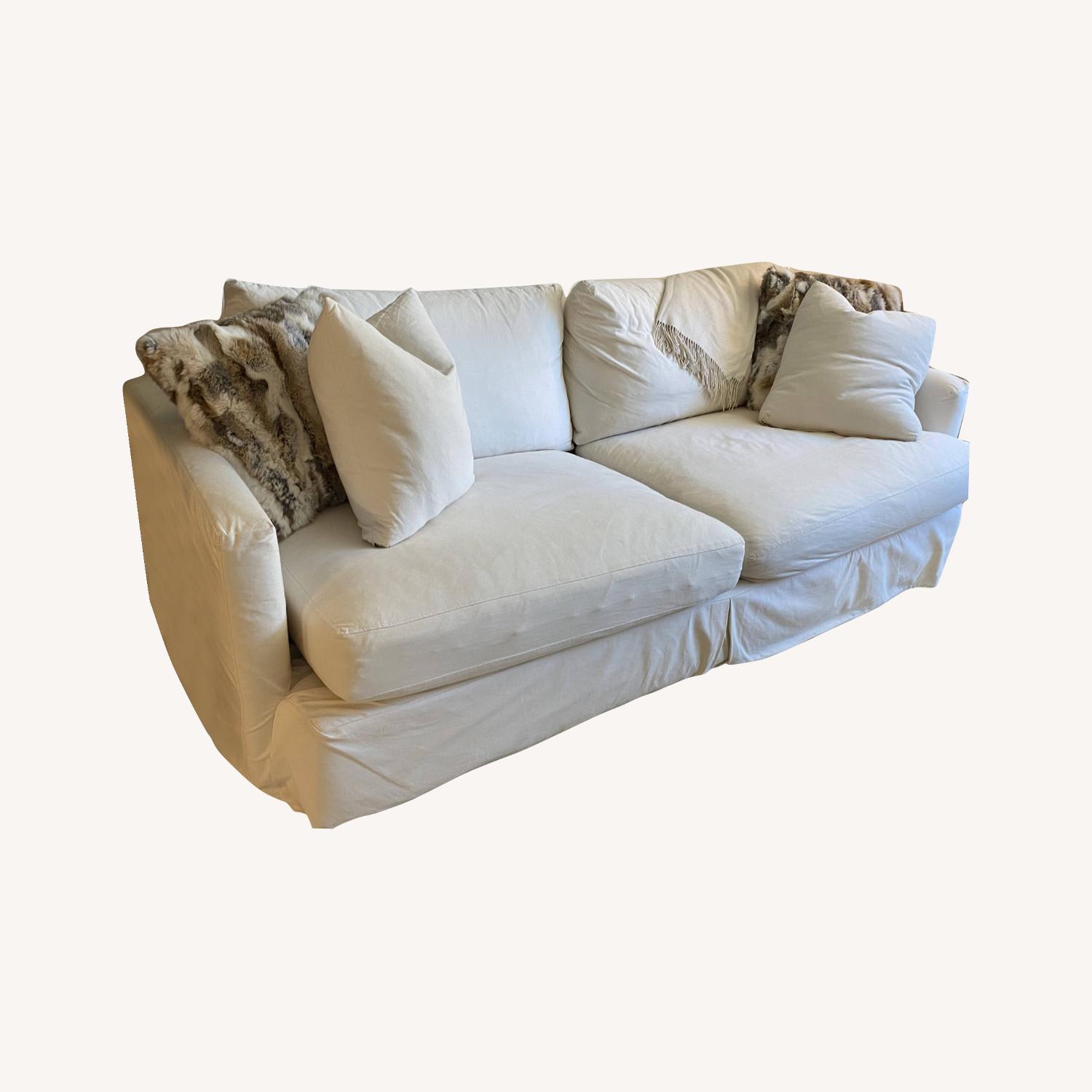 Wayfair Down White Sofa With Throw Pillows - image-0