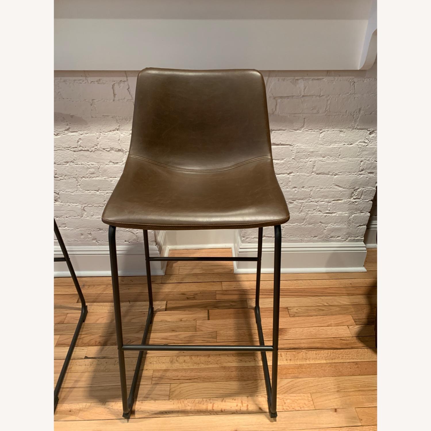 Pier 1 Faux Leather Bar Stools (2) AptDeco