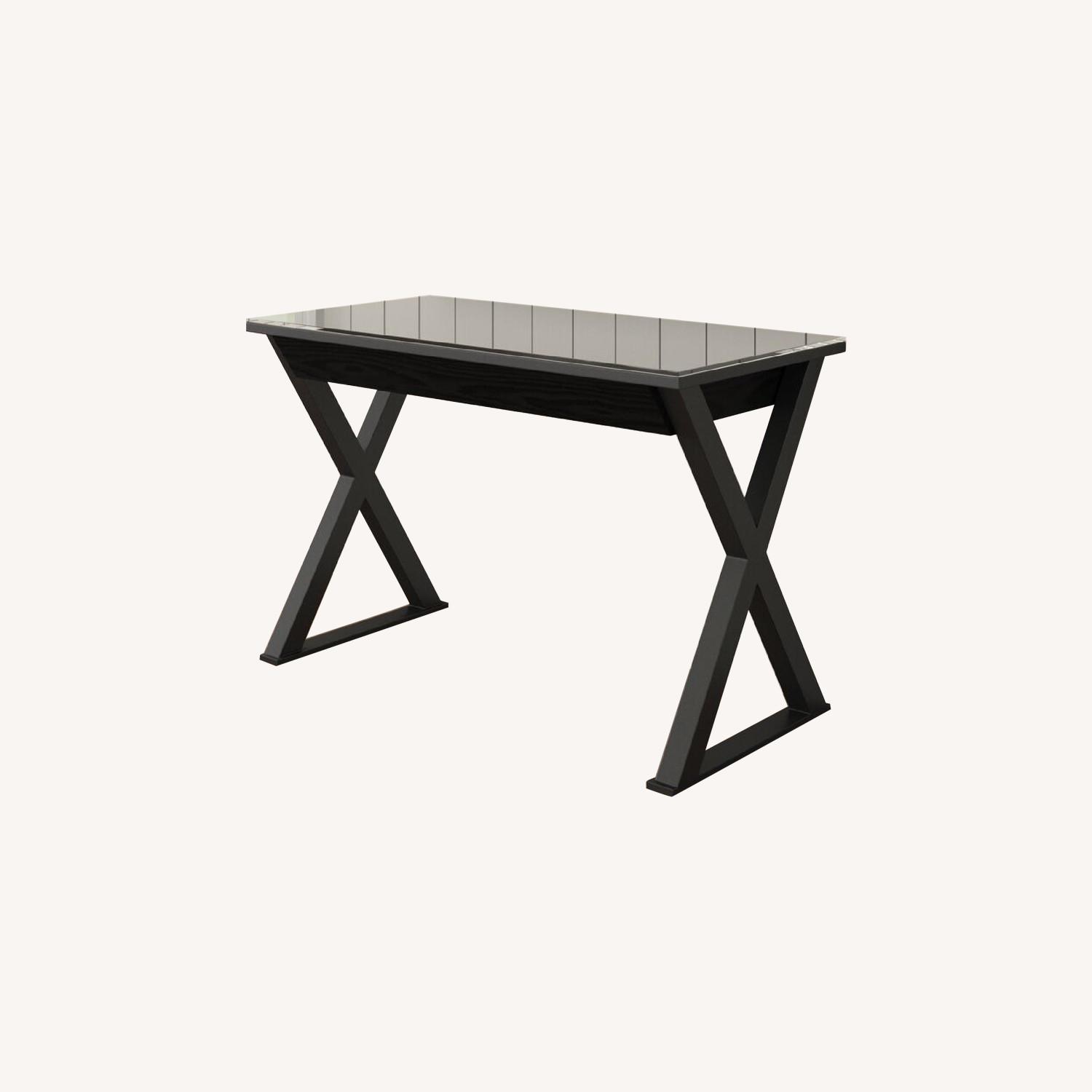 Wayfair Black Glass Top Desk AptDeco