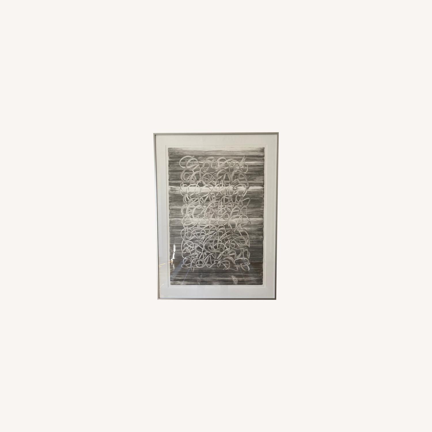 Abstract Charcoal Artwork in Gunmetal Frame AptDeco