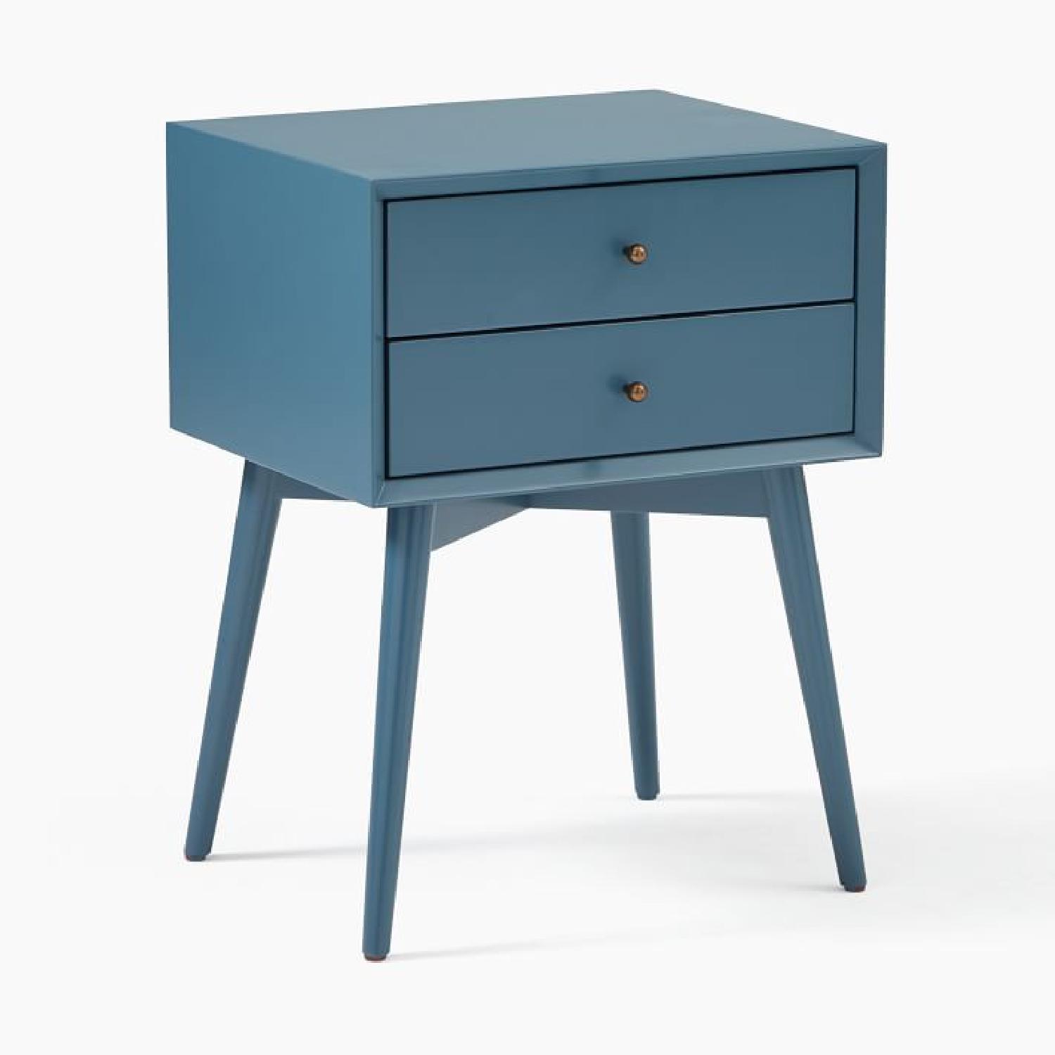 West Elm Mid Century Nightstand Petrol Blue AptDeco