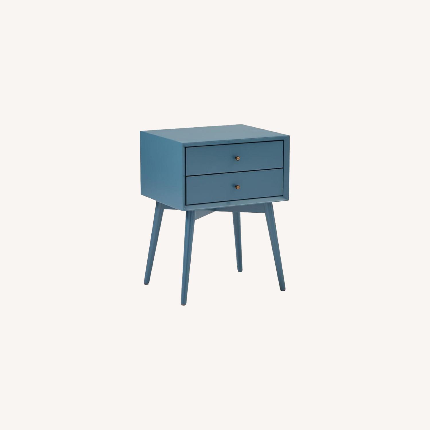 West Elm Mid Century Nightstand Petrol Blue AptDeco