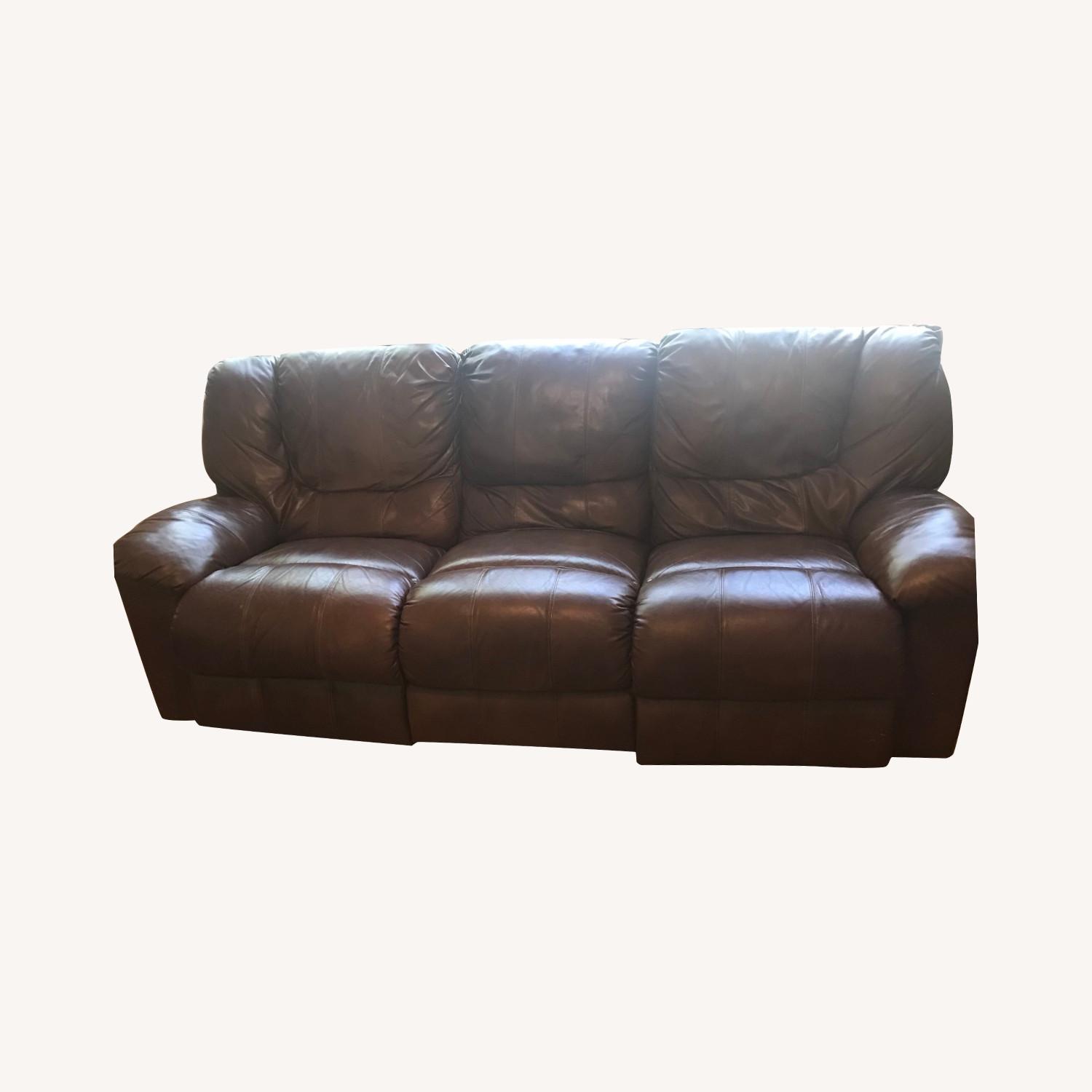3 Seat Leather Couch with 2 Recliners - image-0