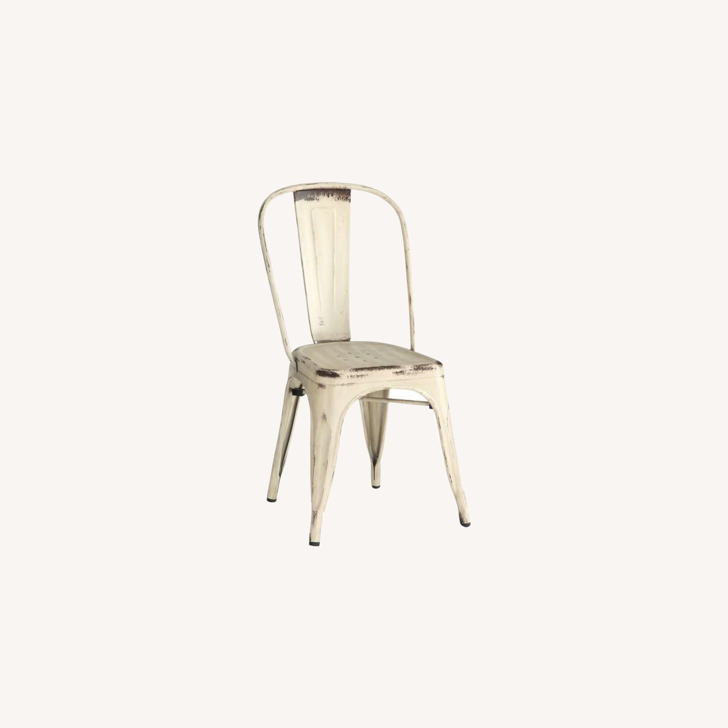White Industrial Metal Dining Chairs AptDeco