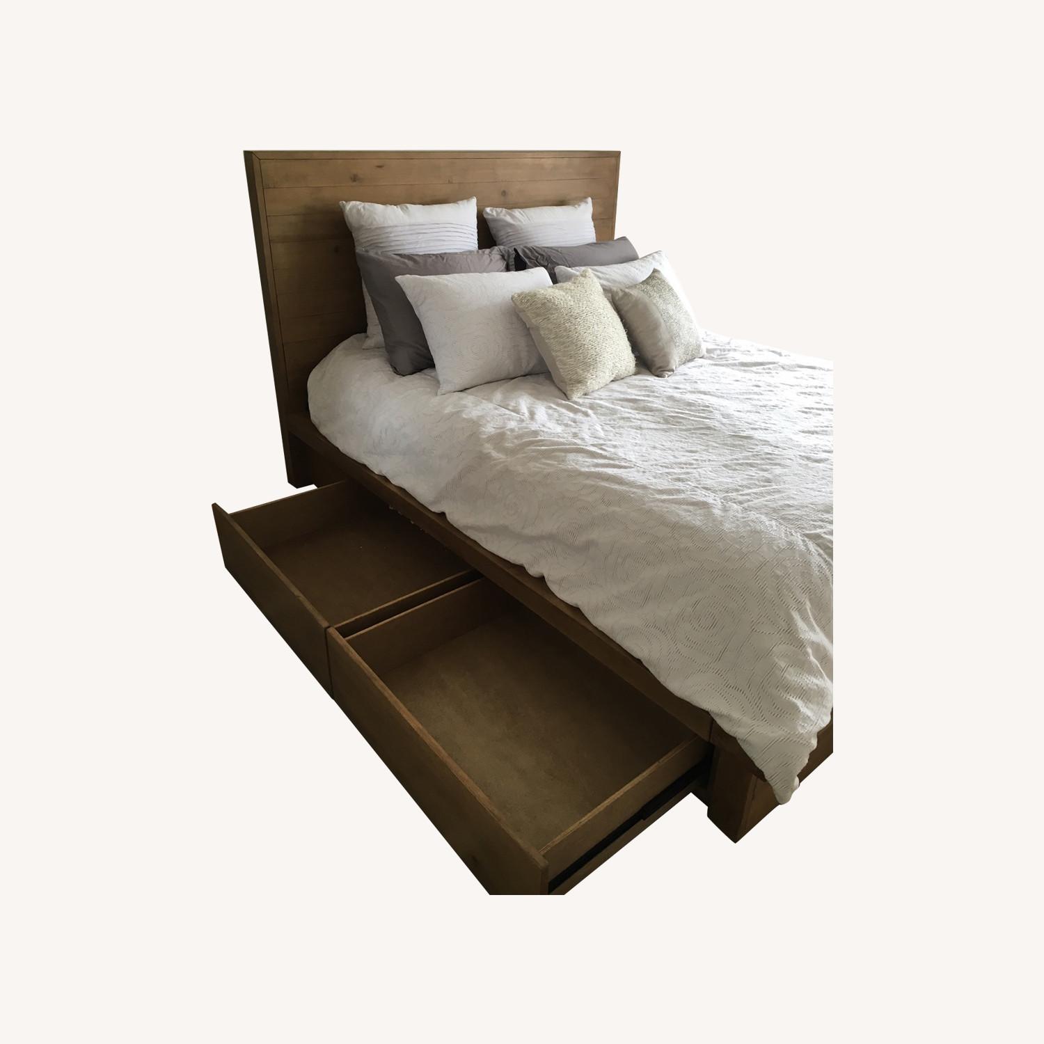 Macys Queen Wood Bedframe with Four Drawers AptDeco