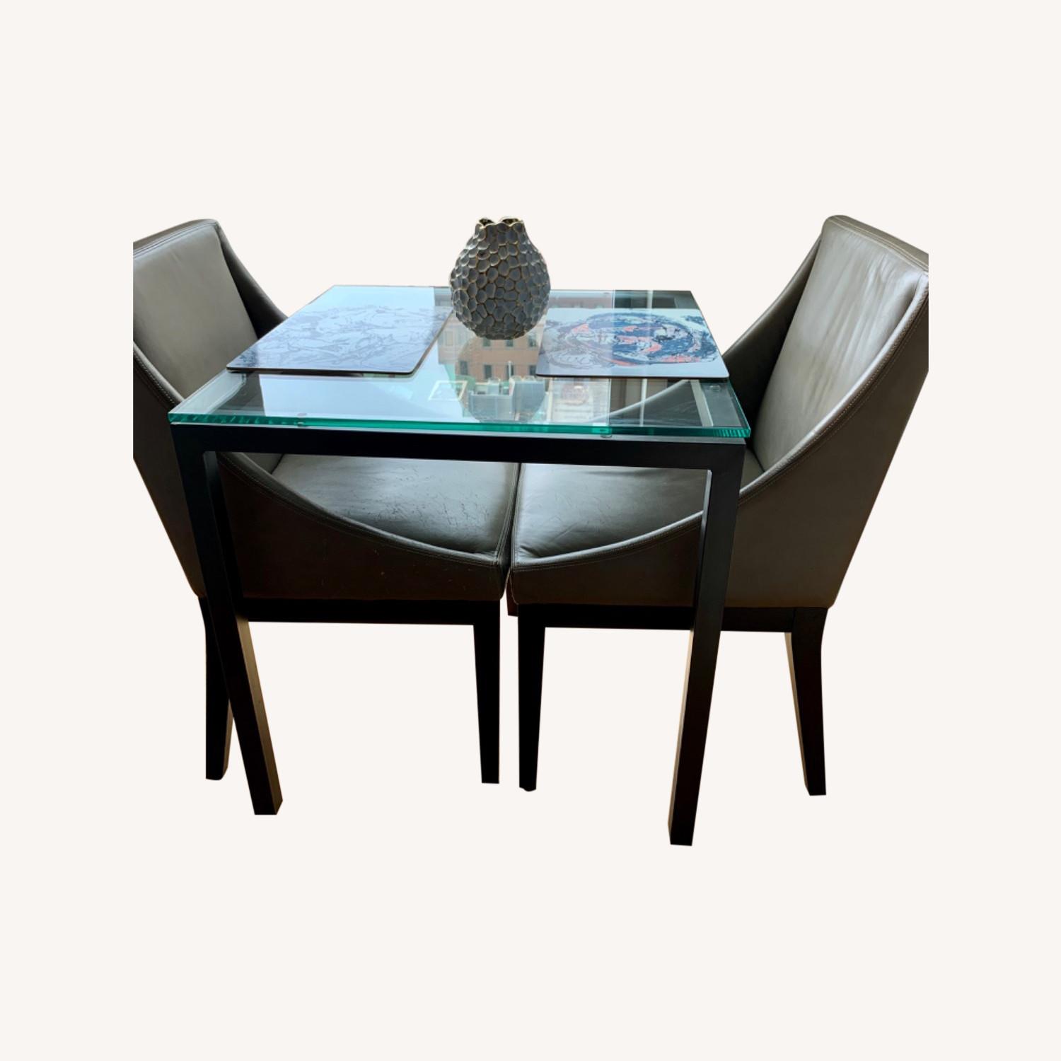 West Elm Glass Dining Table with 2 Chairs - AptDeco