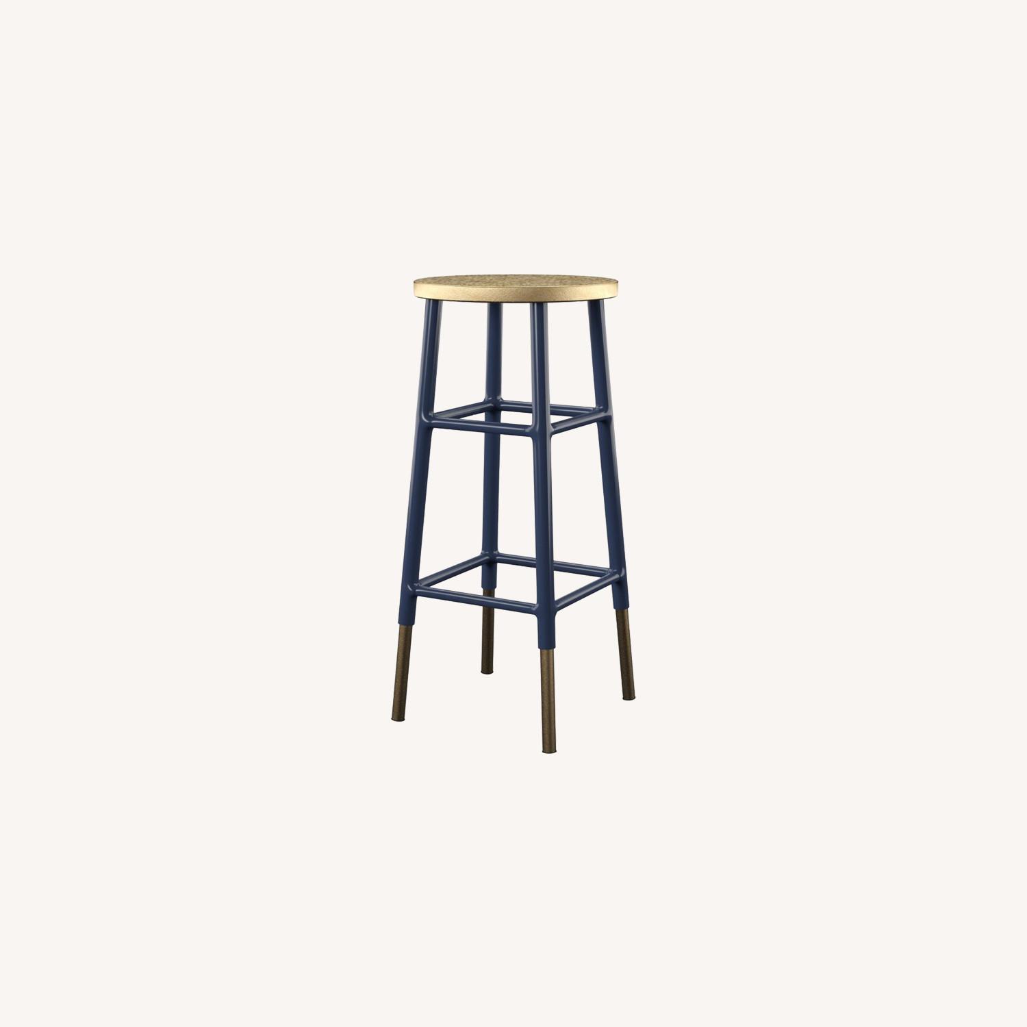 Mercury Row Mizar Bar Stools (2) Navy/Gold - image-0