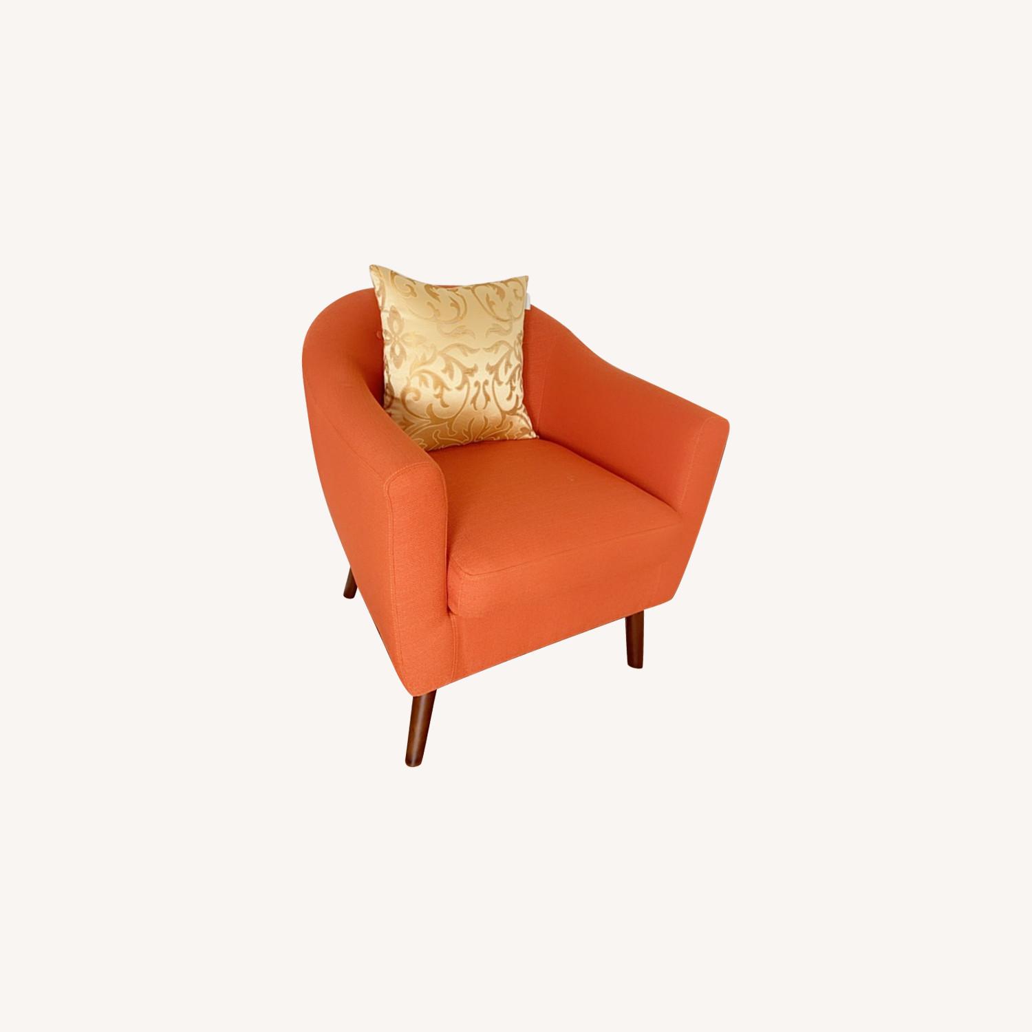 Orange Fabric Mid Century Modern Accent Armchair AptDeco