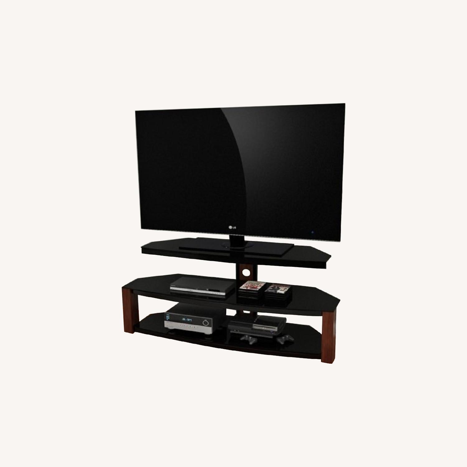 ZLine Designs Black Glass and Brown Leg TV Stand AptDeco