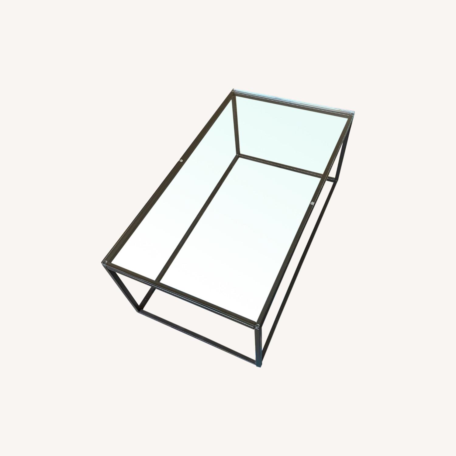 West Elm Box Frame Coffee Table with Glass Top - image-0