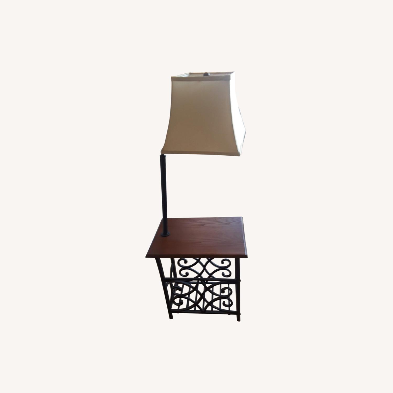 Lamp Table with Magazine Rack - AptDeco