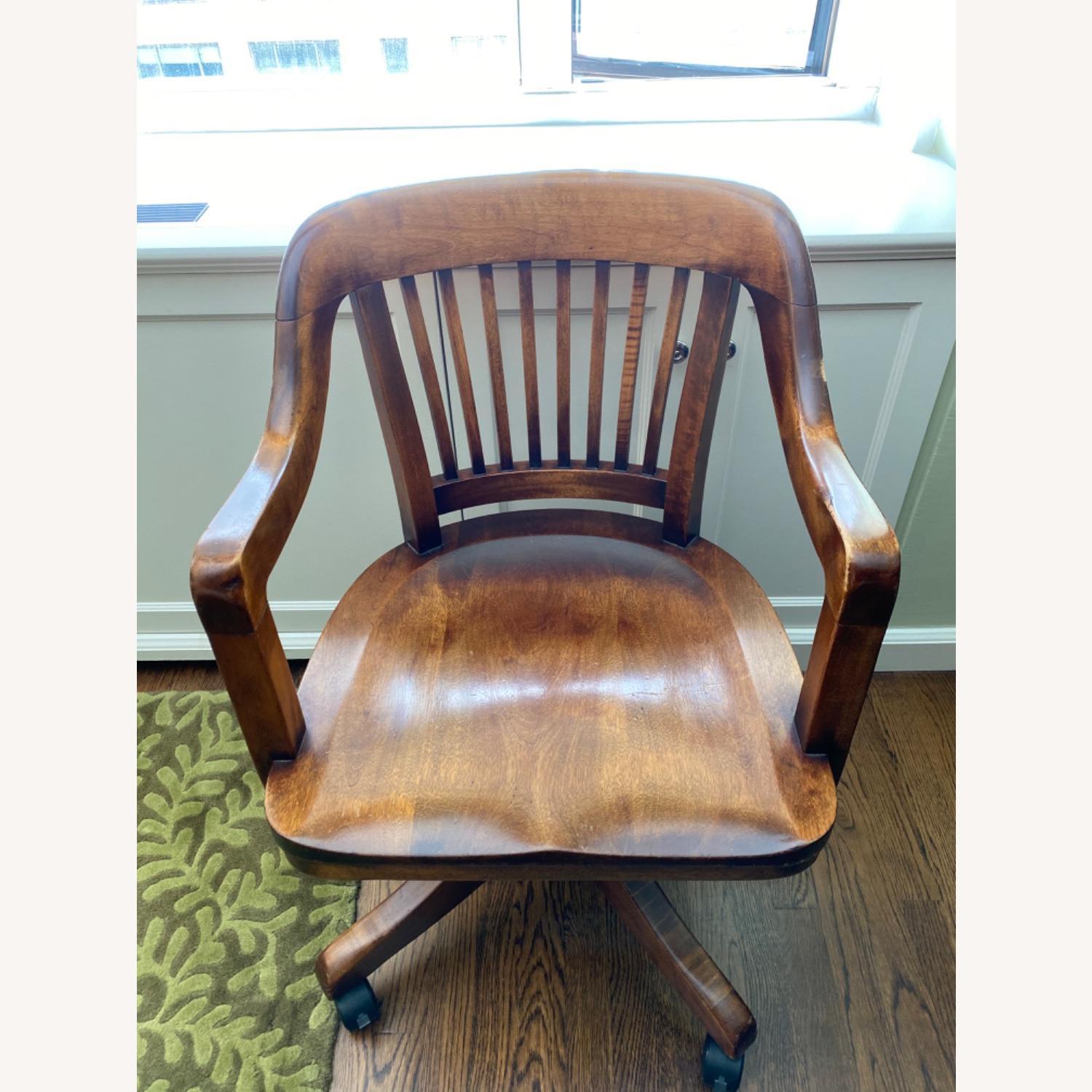Vintage Oak Swivel Office Chair - image-1