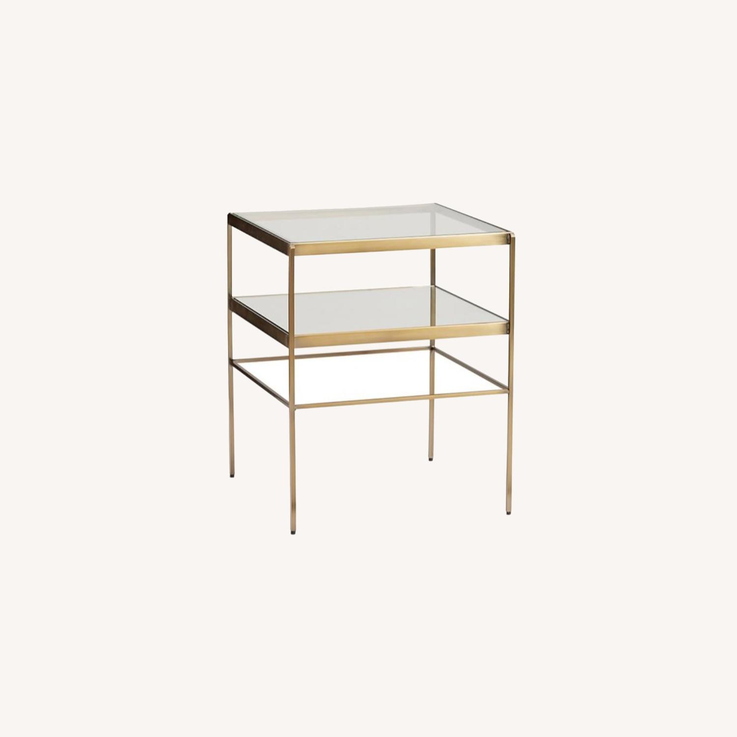 Pottery Barn Leona Metal Cube Side Table, Brass AptDeco