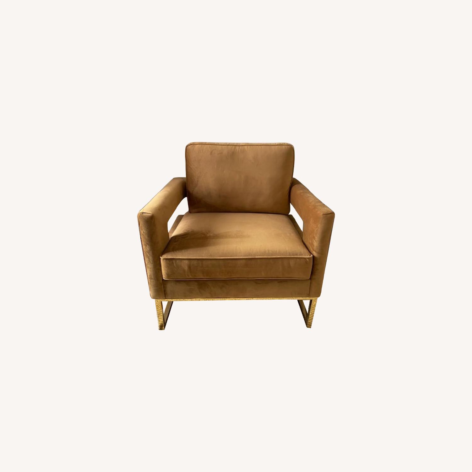 Joss & Main Cognac Velvet Arm Chair - image-4