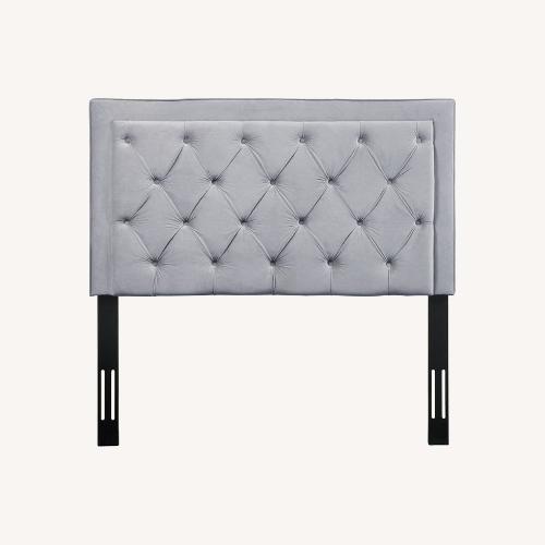 Used Velvet Grey Upholstered Headboard for sale on AptDeco