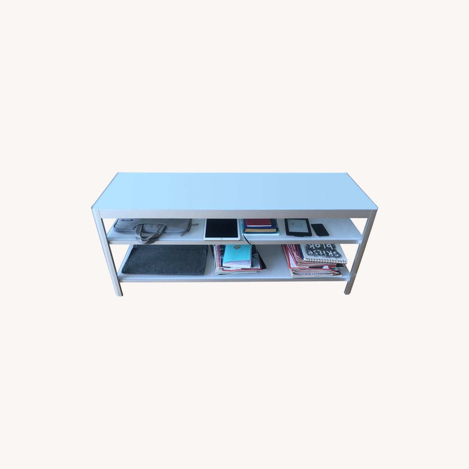 IKEA TV Unit, Glass, White AptDeco