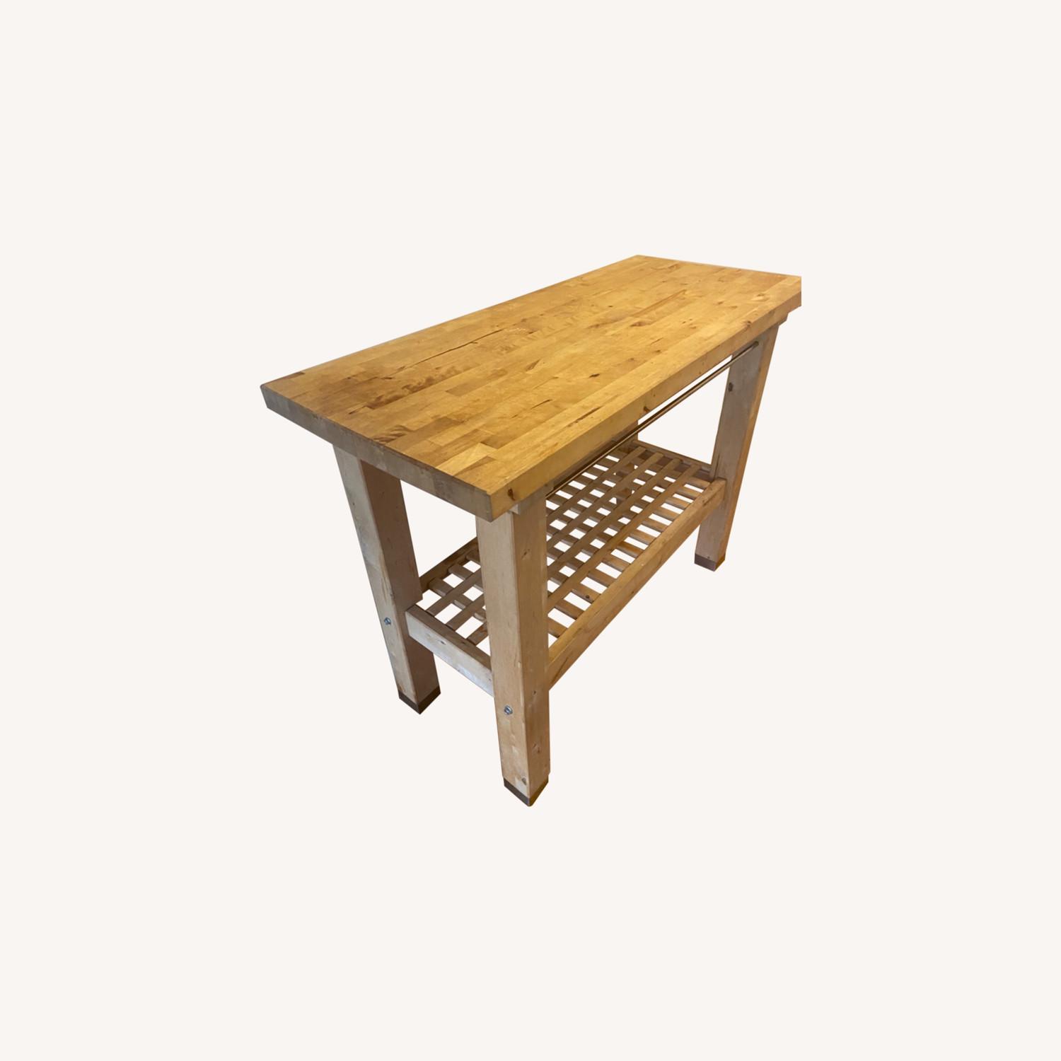 Solid Wood Butcher Block Storage Table - image-0
